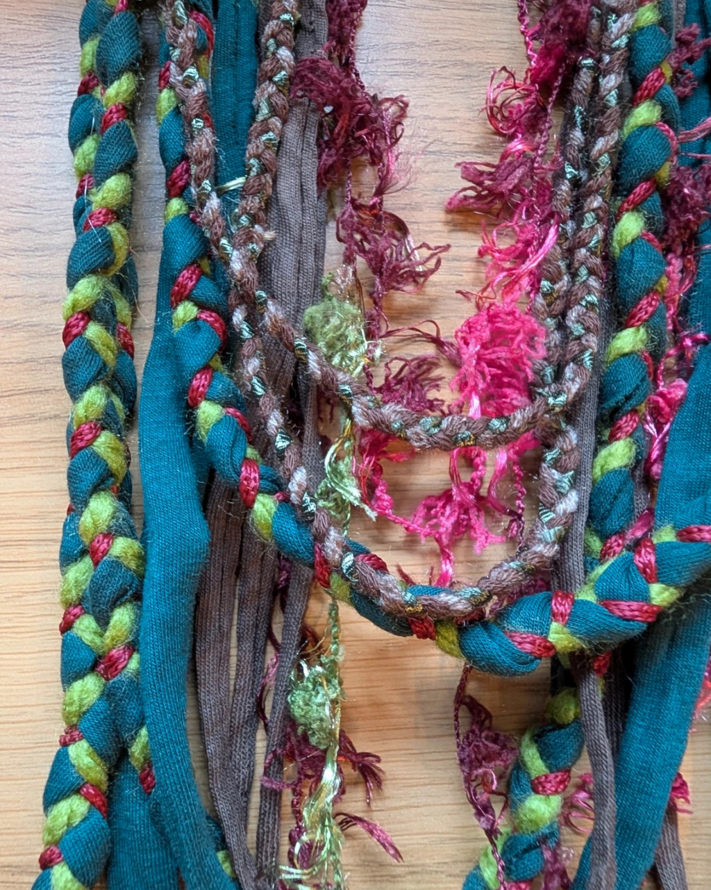 Rose Wood, Handcrafted Boho Fabric Necklace