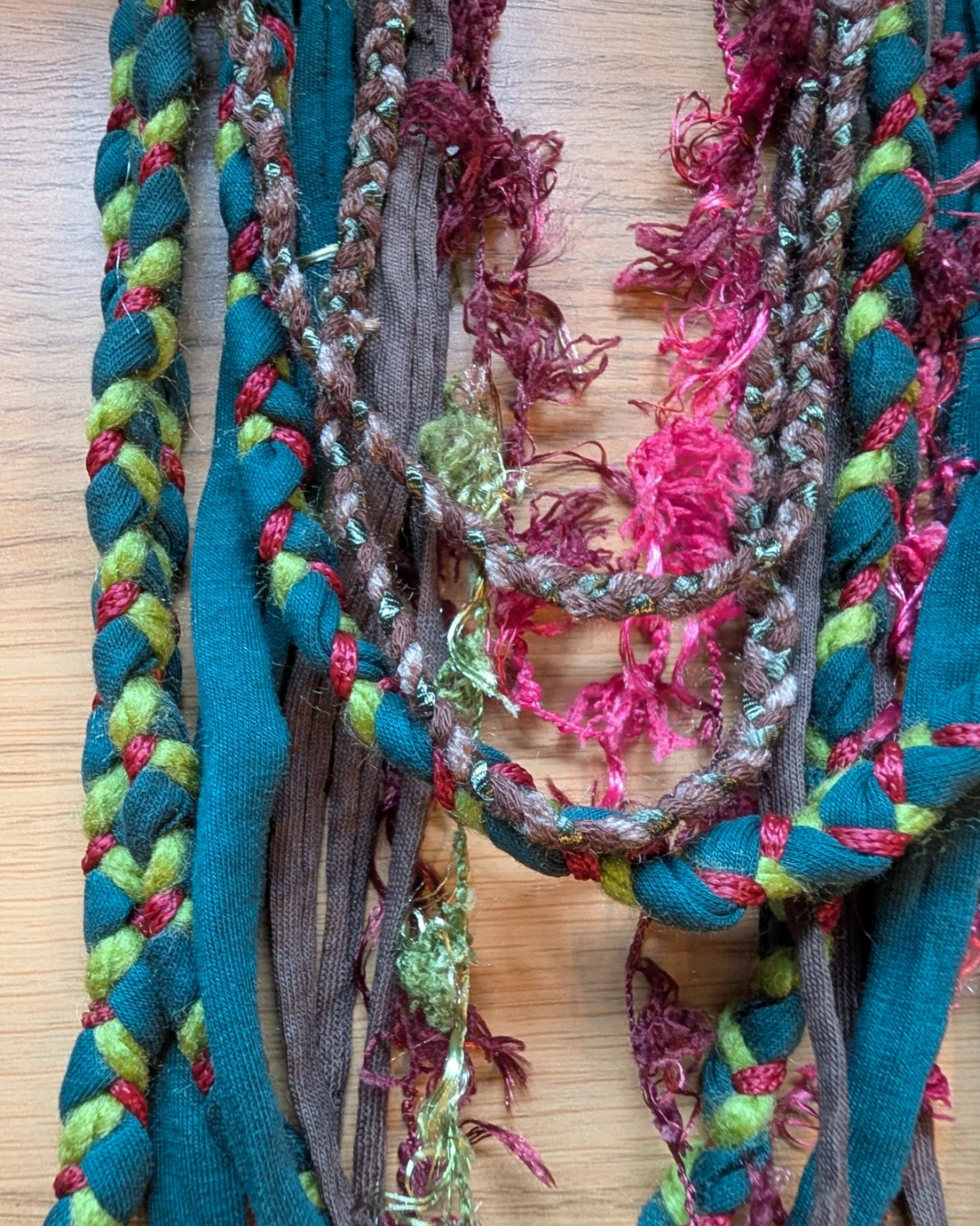 Rose Wood, Handcrafted Boho Fabric Necklace
