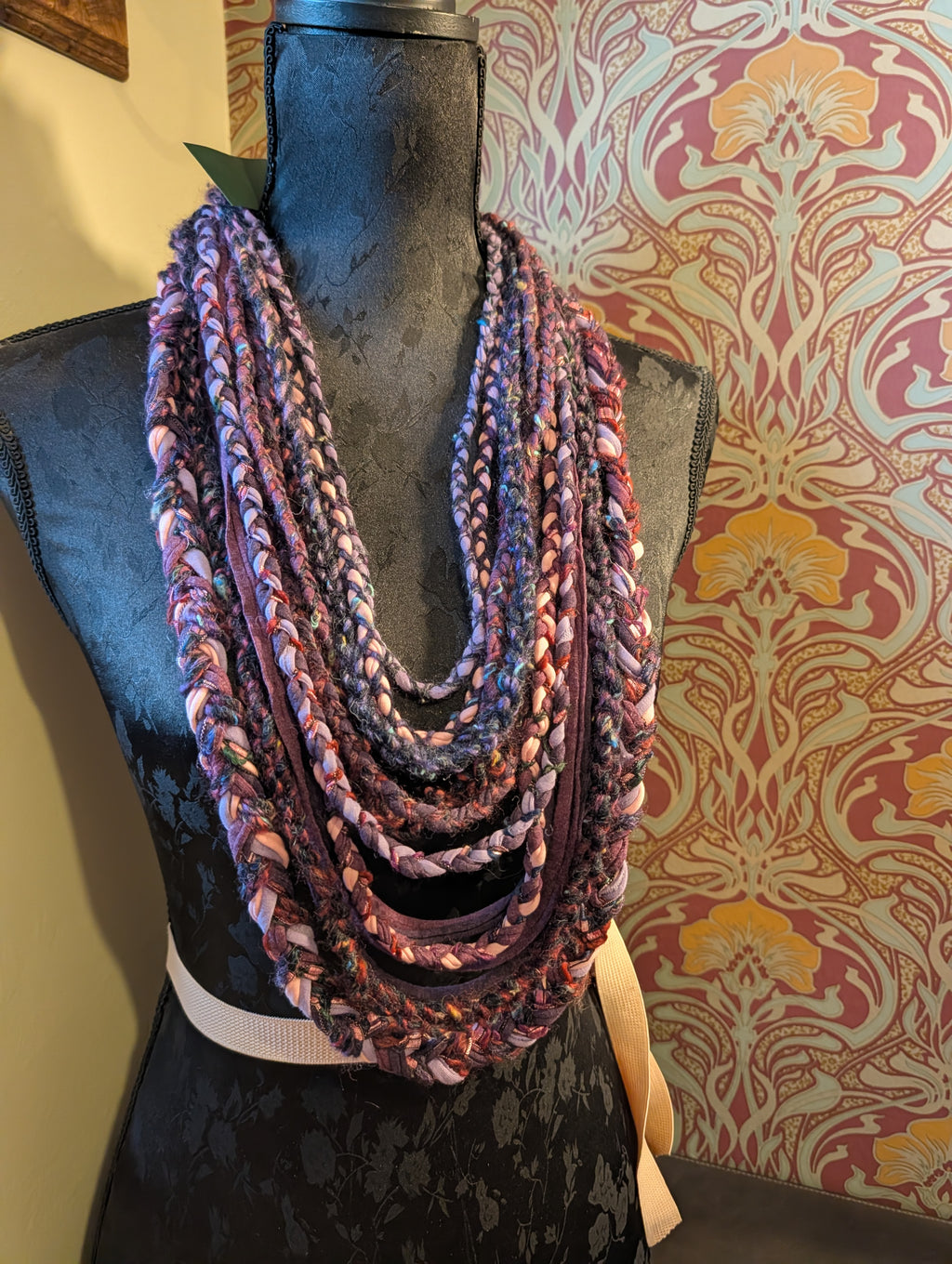 Enchanted Heather, beautiful Boho layered scarf in natural hues of purple and pink, handmade & totally unique