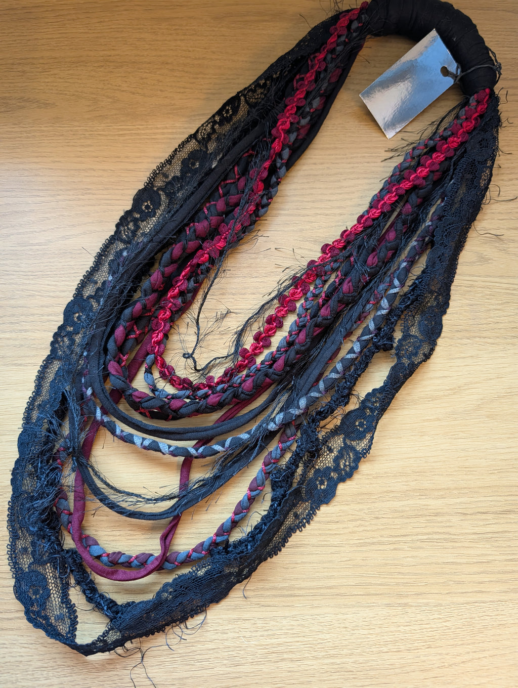 Decayed Roses, beautiful upcycled gothic fabric necklace, handmade