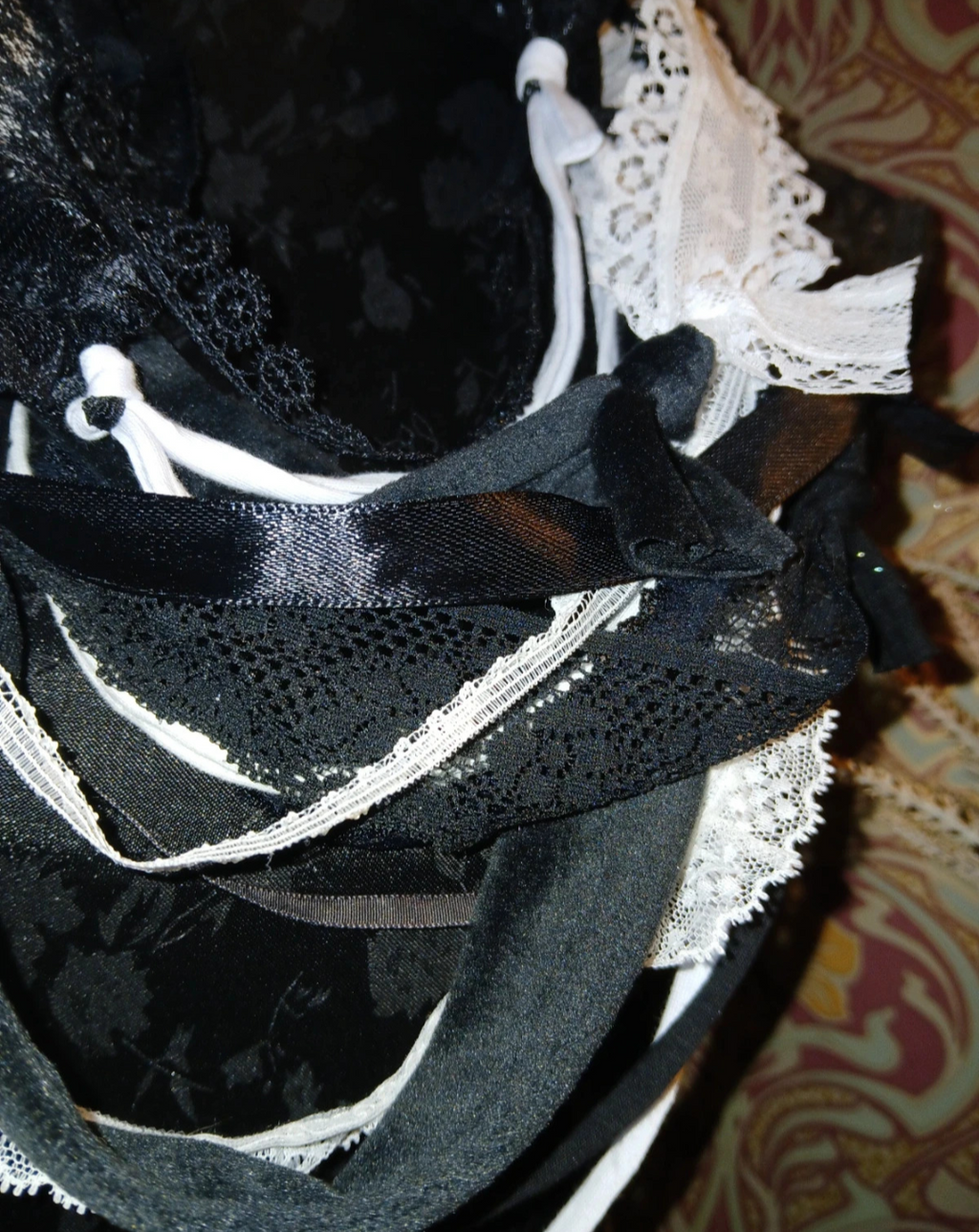 Scissorhands Monochrome, Gothic Multi-fabric, Upcycled Fabric necklace