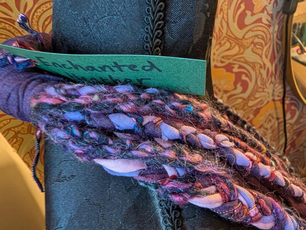 Enchanted Heather, beautiful Boho layered scarf in natural hues of purple and pink, handmade & totally unique